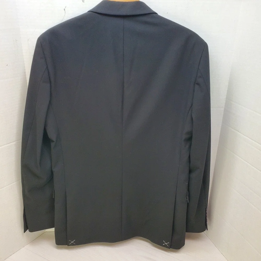 Nordstrom Rack Mens Black Trim Fit Two Button Blazer Jacket Notch Lapel 38R